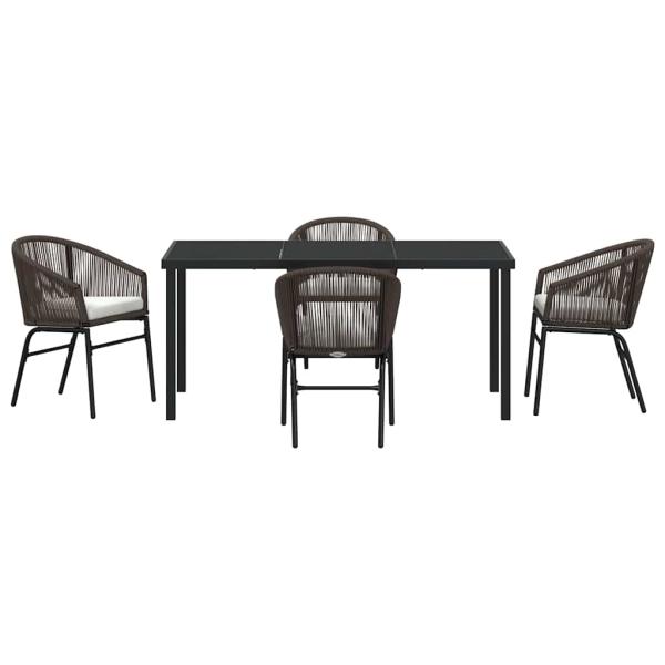 5-tlg. Garten-Esszimmer-Set Braunes Poly-Rattan