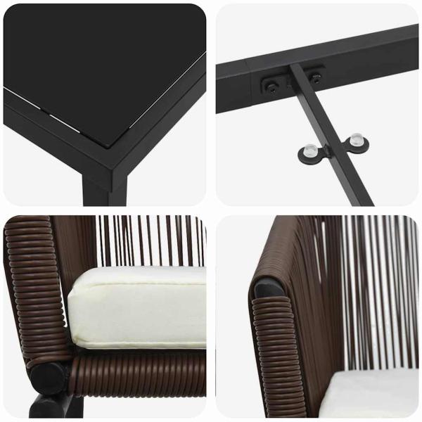 5-tlg. Garten-Esszimmer-Set Braunes Poly-Rattan