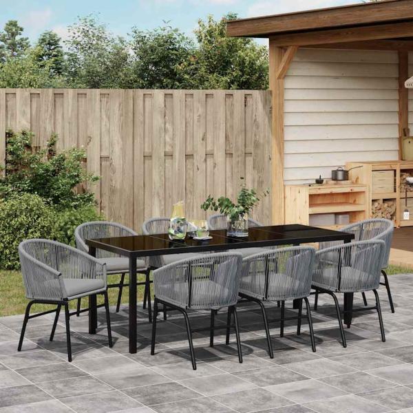 Garten Essgruppe 9 stk. Anthrazit Pulverbeschichteter Stahl