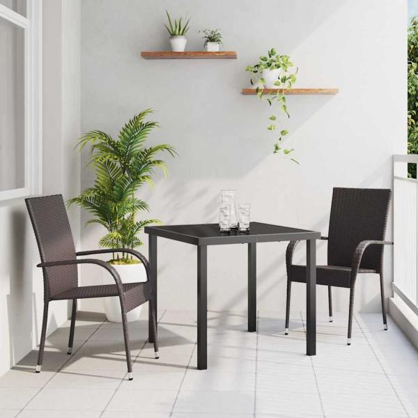 ARDEBO.de - 3-teiliges Garten-Ess-Set Braun Poly-Rattan