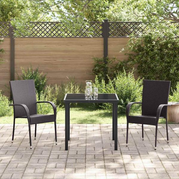3-teiliges Garten-Ess-Set Braun Poly-Rattan