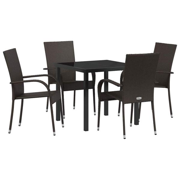 5-teiliges Garten-Esszimmer-Set Braun Poly-Rattan