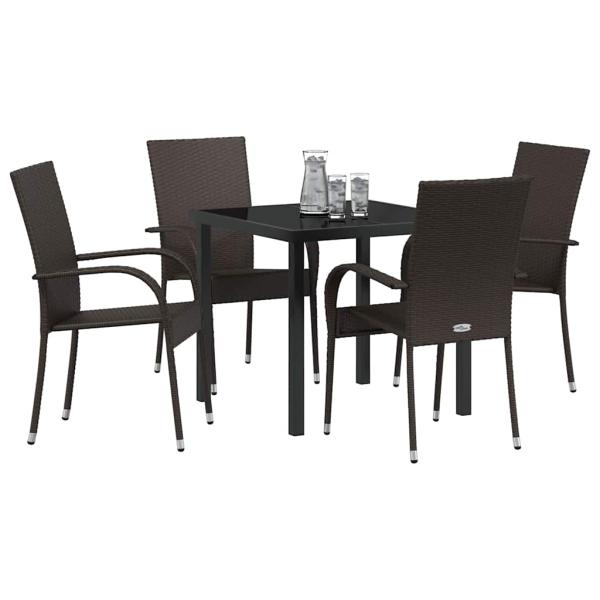 5-teiliges Garten-Esszimmer-Set Braun Poly-Rattan