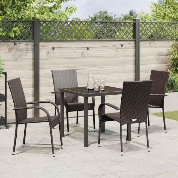 5-teiliges Garten-Esszimmer-Set Braun Poly-Rattan