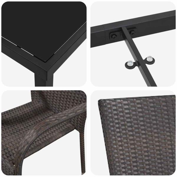 5-teiliges Garten-Esszimmerset Braun aus Poly-Rattan