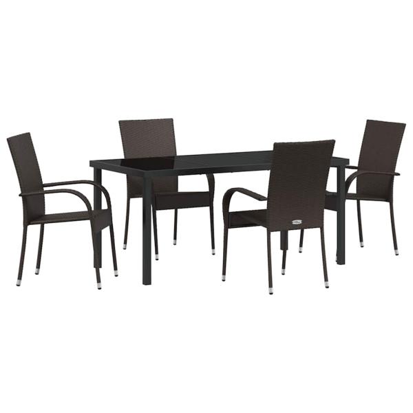 5-teiliges Garten-Essset Braun Poly-Rattan