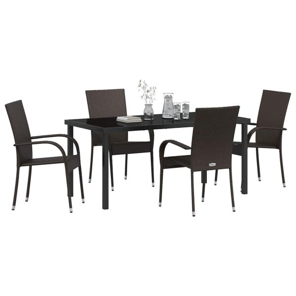 5-teiliges Garten-Essset Braun Poly-Rattan