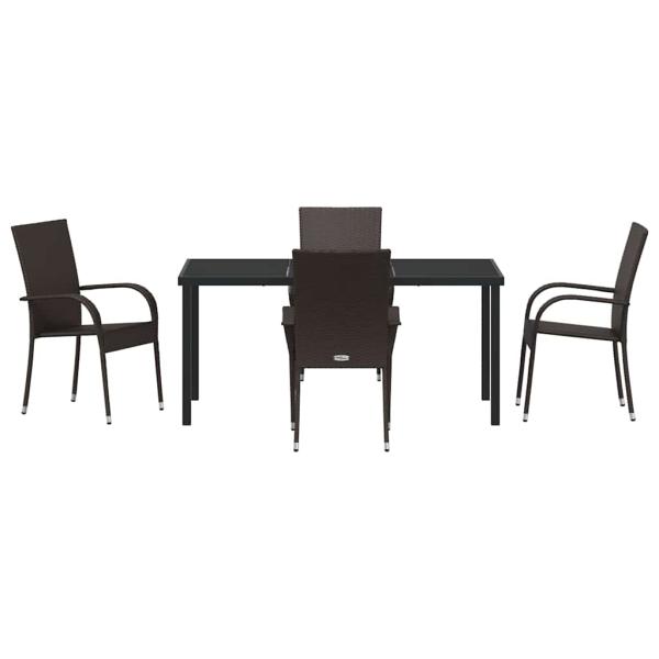 5-teiliges Garten-Essset Braun Poly-Rattan