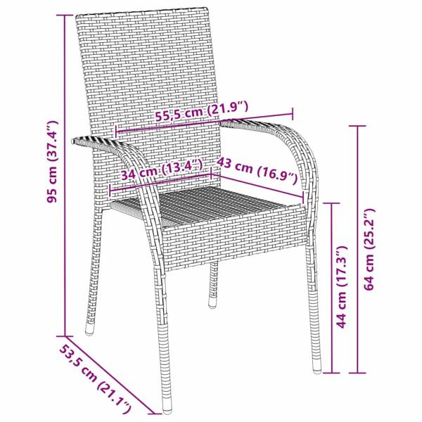 3-teilige Garten-Essgruppe Schwarz Poly Rattan
