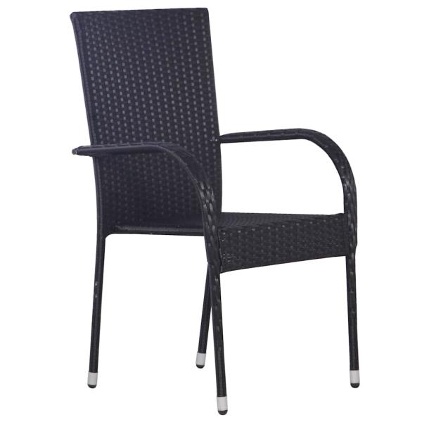 5-teiliges Garten-Esszimmer-Set Schwarz Poly-Rattan