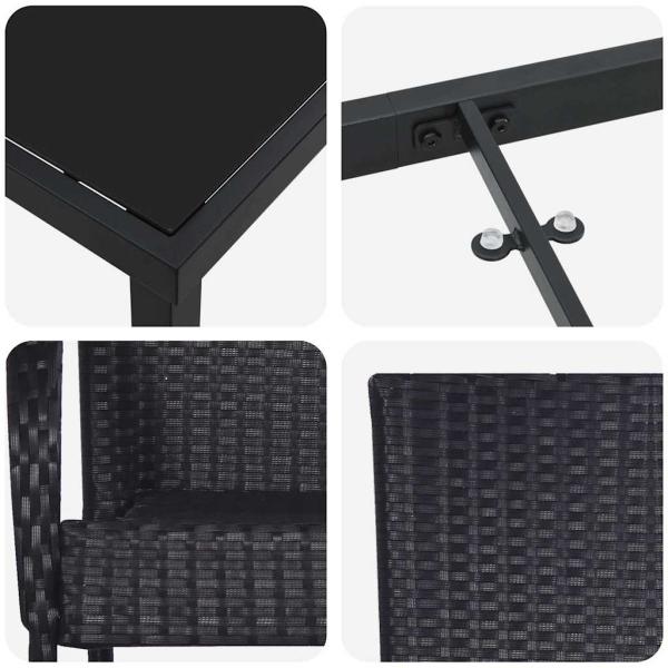 5-teiliges Garten-Esszimmer-Set Schwarz Poly-Rattan