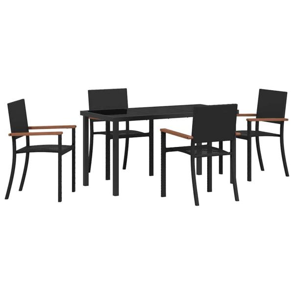 Garten-Essset Schwarz Poly-Rattan 5-teilig