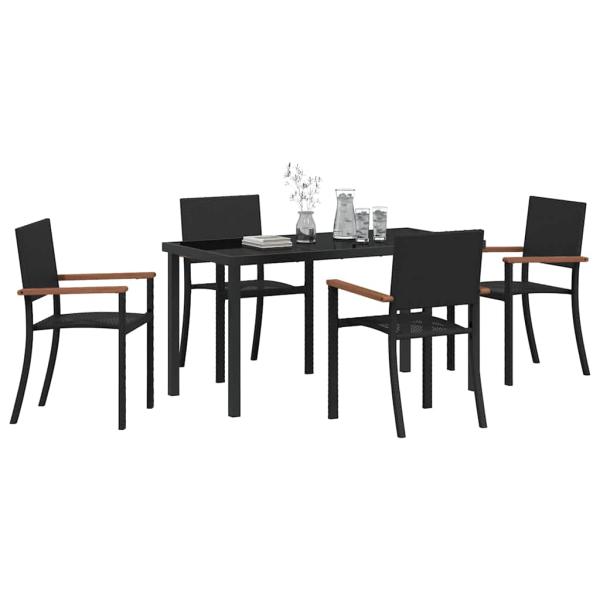 Garten-Essset Schwarz Poly-Rattan 5-teilig