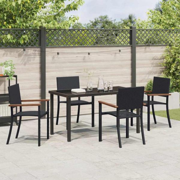 Garten-Essset Schwarz Poly-Rattan 5-teilig