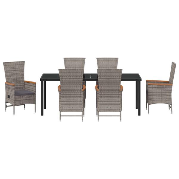 Garten Essgruppe 7 pcs Grau Pulverbeschichteter Stahl