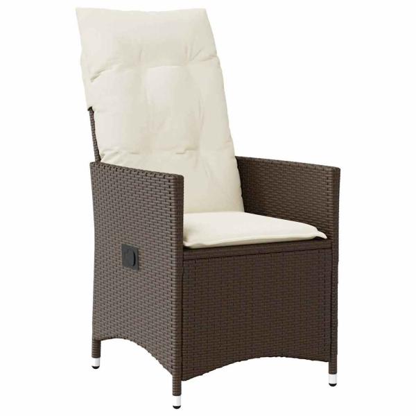 3-teiliges Garten-Esszimmer-Set mit Kissen Braun Poly Rattan