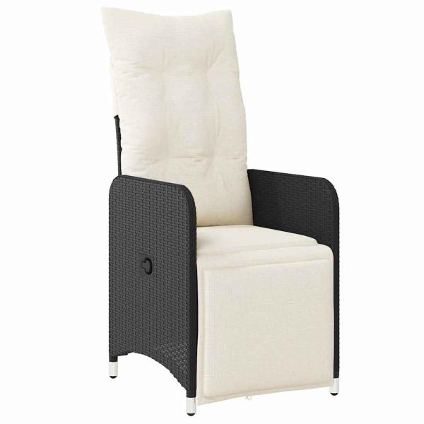 3-teiliges Garten-Dining-Set mit Kissen Schwarz Poly-Rattan