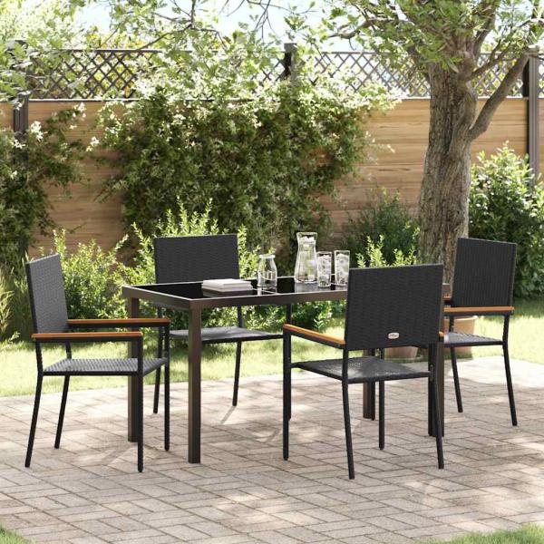 ARDEBO.de - 5-teiliges Garten Essset schwarzes Poly Rattan