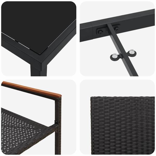 7-teiliges Garten Essset Schwarz Poly-Rattan