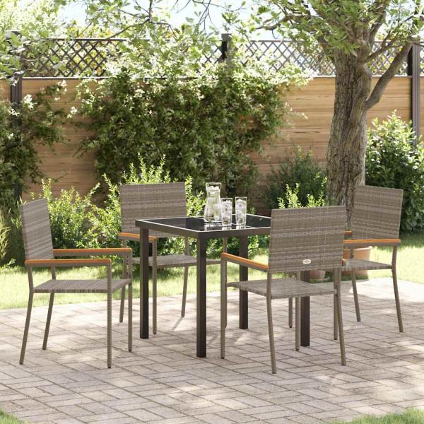 ARDEBO.de - 5-teiliges Garten Essset Grau Poly Rattan