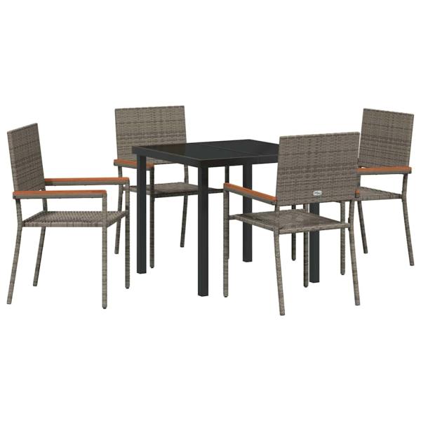 5-teiliges Garten Essset Grau Poly Rattan