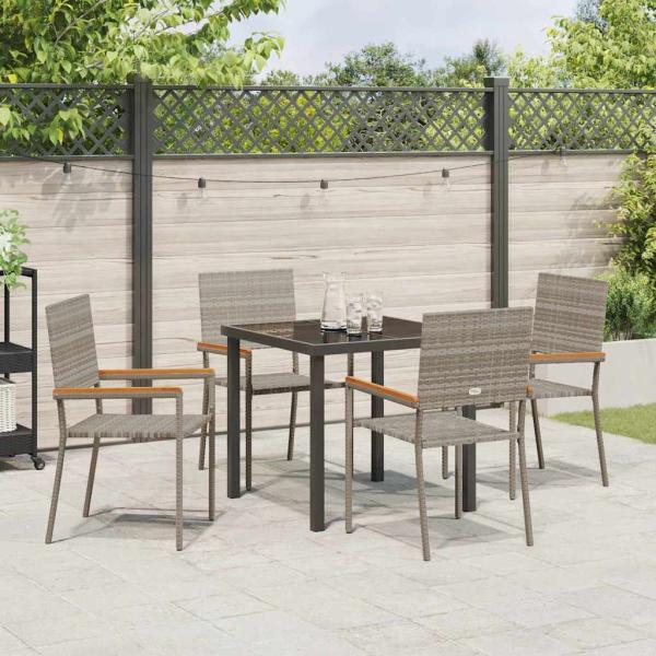 5-teiliges Garten Essset Grau Poly Rattan