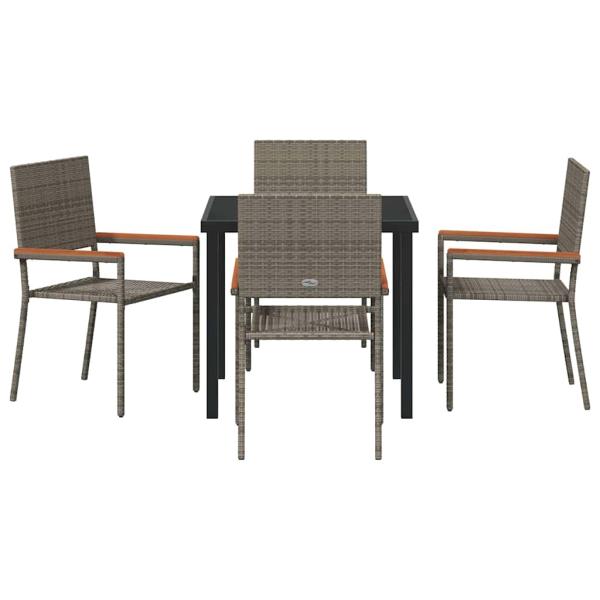 5-teiliges Garten Essset Grau Poly Rattan