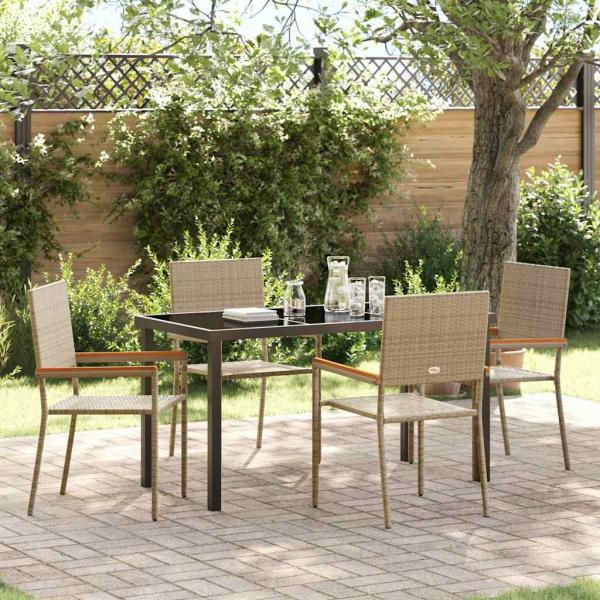 ARDEBO.de - 5-teiliges Garten-Essset Beige Poly-Rattan