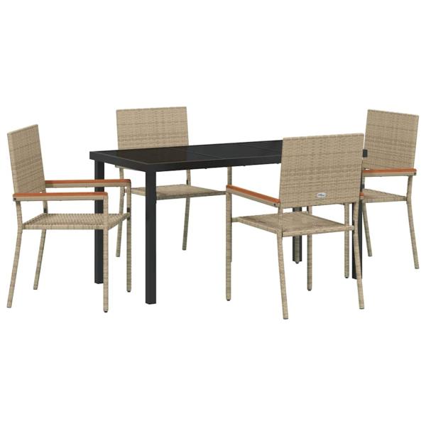 5-teiliges Garten-Essset Beige Poly-Rattan