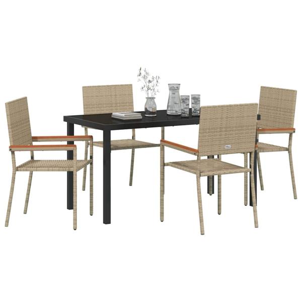 5-teiliges Garten-Essset Beige Poly-Rattan