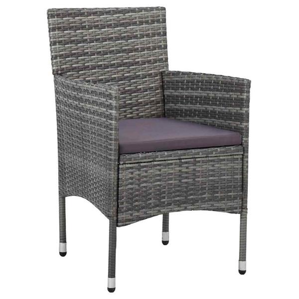 3-teiliges Garten-Ess-Set Grau Poly-Rattan