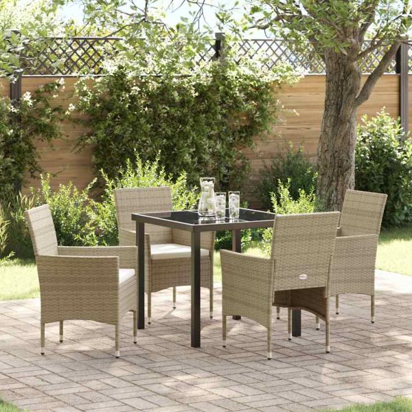 ARDEBO.de - 4-teiliges Gartenessset Beige Poly-Rattan