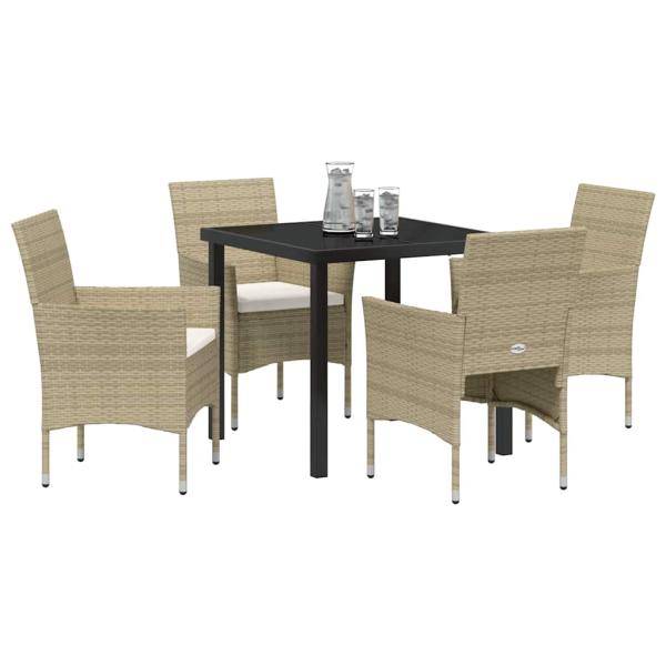 4-teiliges Gartenessset Beige Poly-Rattan
