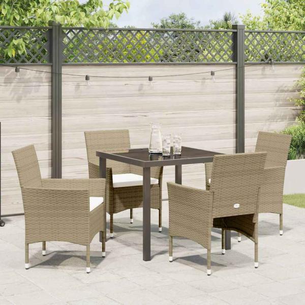 4-teiliges Gartenessset Beige Poly-Rattan