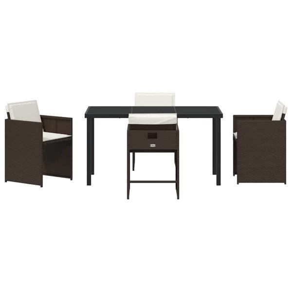 Garten Essgruppe mit Kissen 5 pcs Braun Poly-Rattan