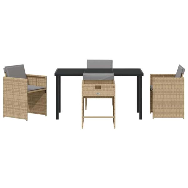 Garten Essgruppe mit Kissen 5 pcs Beige Poly-Rattan