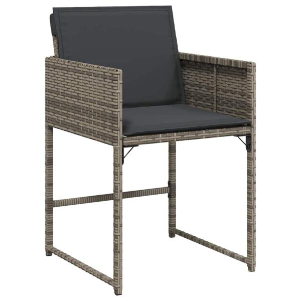 5-teiliges Garten-Essgruppen-Set mit Kissen Grau Poly-Rattan