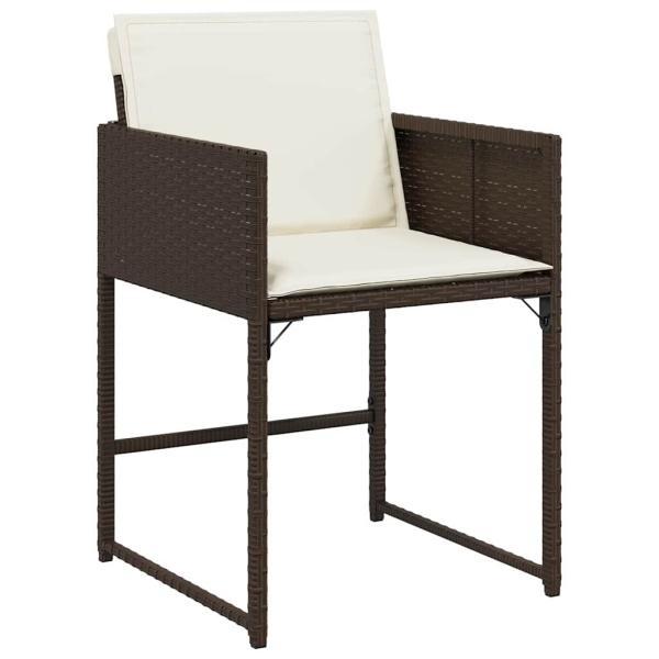 5-teiliges Garten Essset mit Kissen Braun Poly Rattan