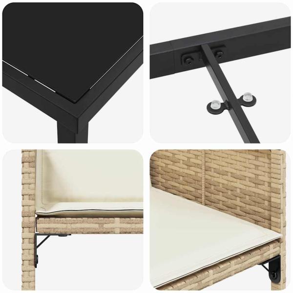 9-teiliges Garten-Essset mit Kissen Beige Poly Rattan