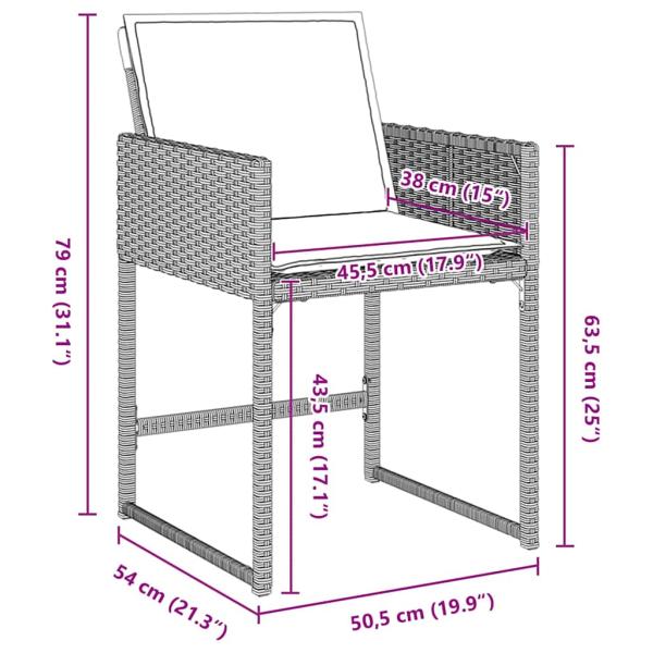 5-teiliges Garten-Dining-Set mit Kissen in Hellgrau aus Poly-Rattan