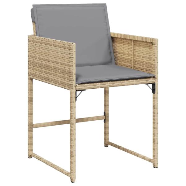 5-teiliges Garten Essgruppe mit Kissen Beige Poly Rattan