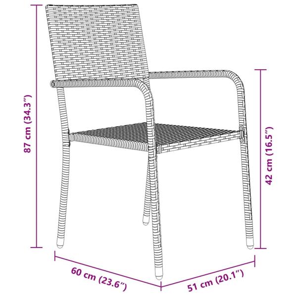 3-teiliges Garten Essset Schwarz Poly-Rattan