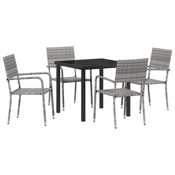 ARDEBO.de - 5-teiliges Garten Essset Grau Poly Rattan