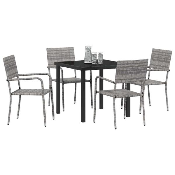 Garten Essgruppe mit Kissen 5 pcs Grau Poly-Rattan