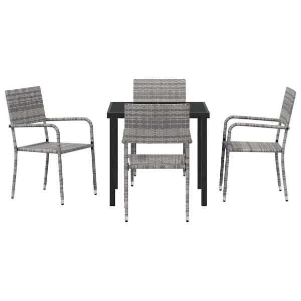 Garten Essgruppe mit Kissen 5 pcs Grau Poly-Rattan