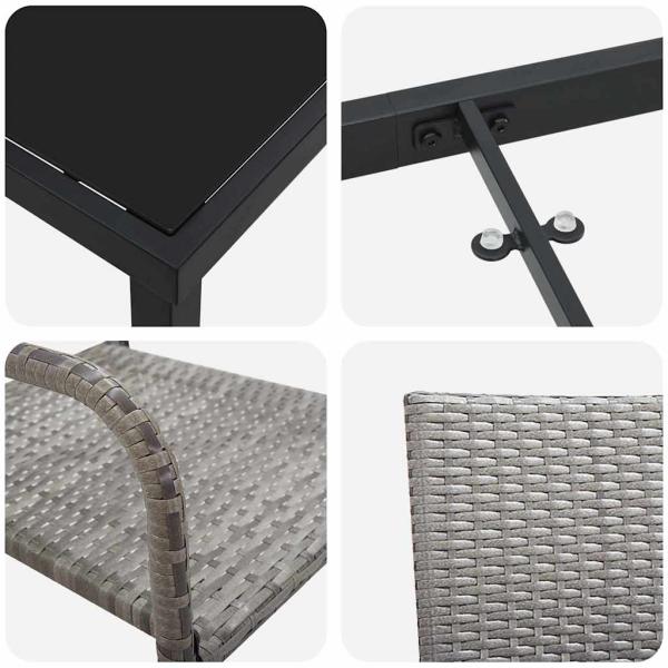 7-teiliges Garten Essset Grau Poly-Rattan
