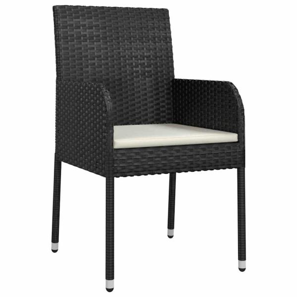 5-teiliges Garten-Essbereich mit Kissen Schwarz Poly-Rattan