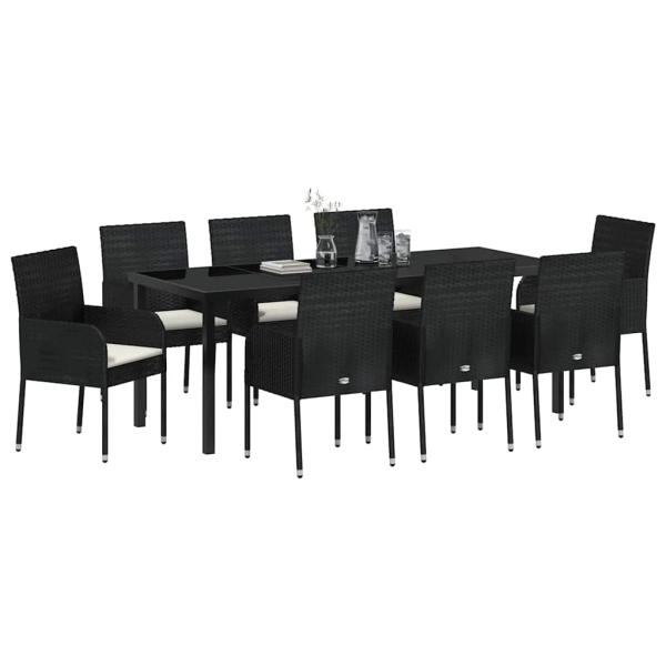 Garten Essgruppe 9 stk. Schwarz Poly-Rattan