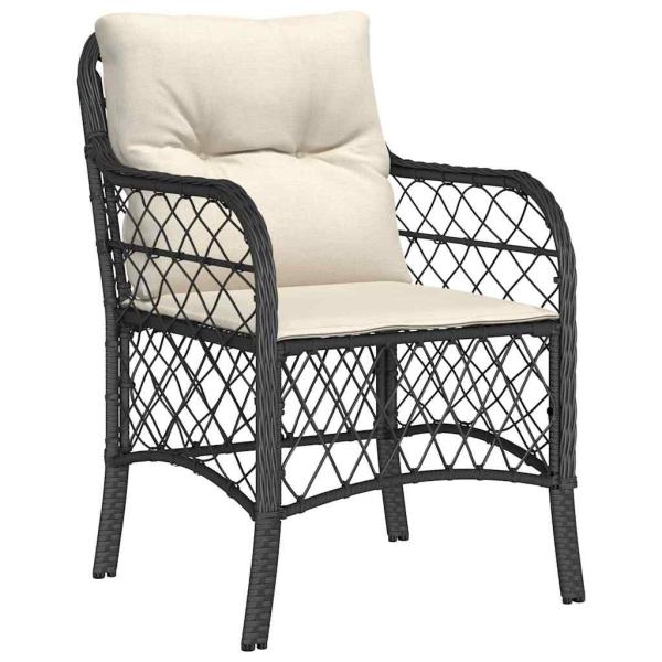 7-teilige Garten-Essgruppe mit Kissen Schwarzes Poly-Rattan