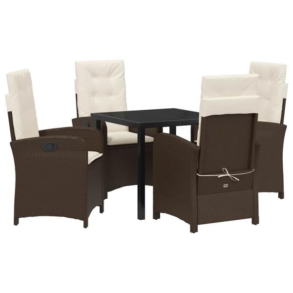5-teiliges Gartenset mit Kissen Braunes Poly-Rattan